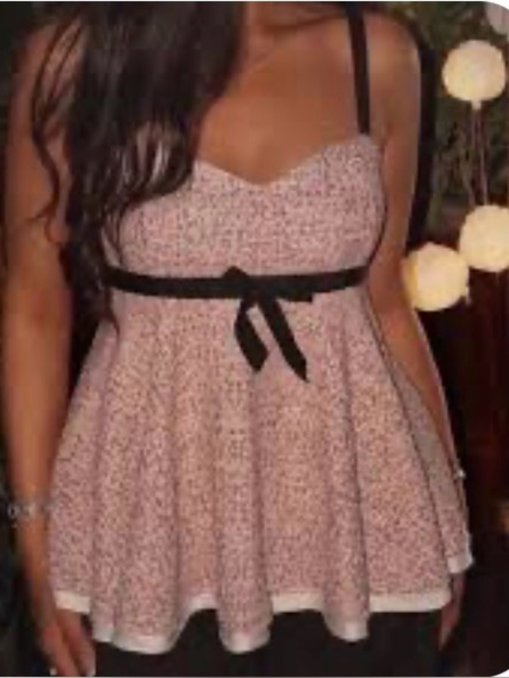 Zara‎ Women's Pink Tweed Babydoll top with Black Trim size Small